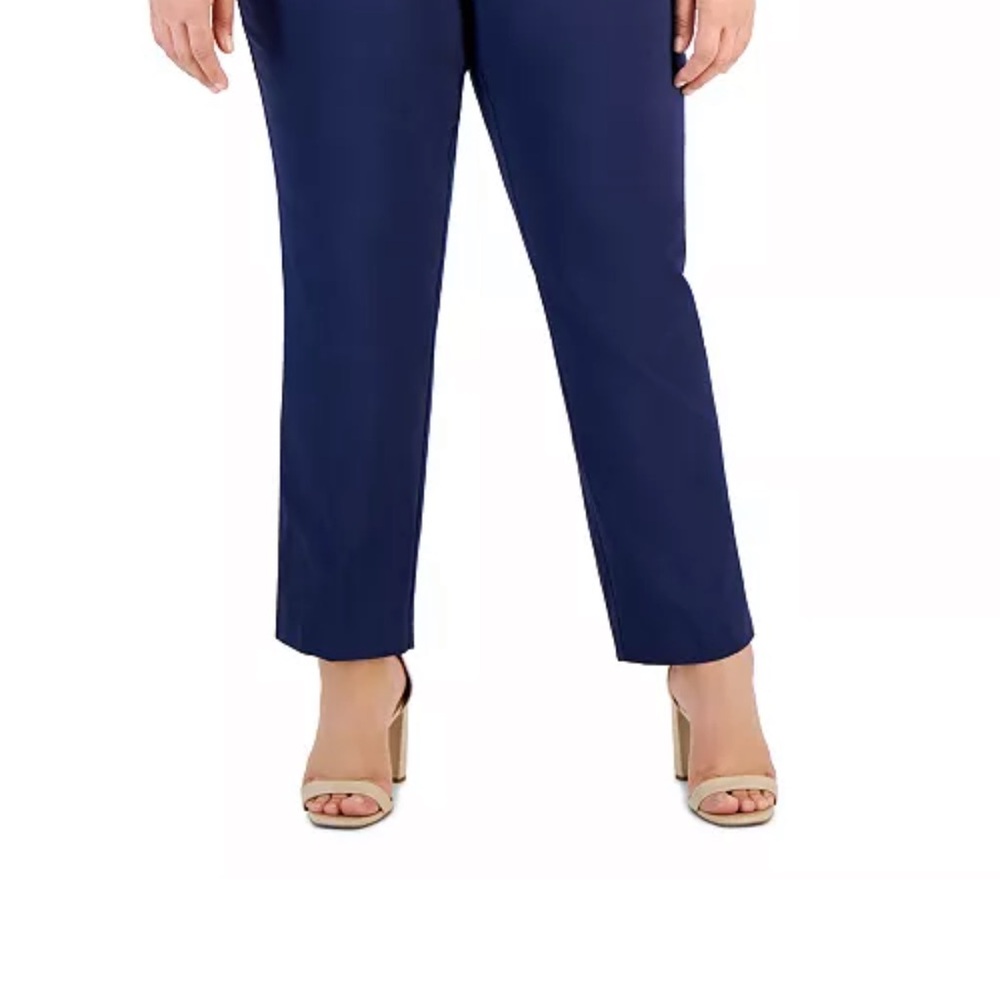 JM Collection Plus Navy Slim Leg Pants